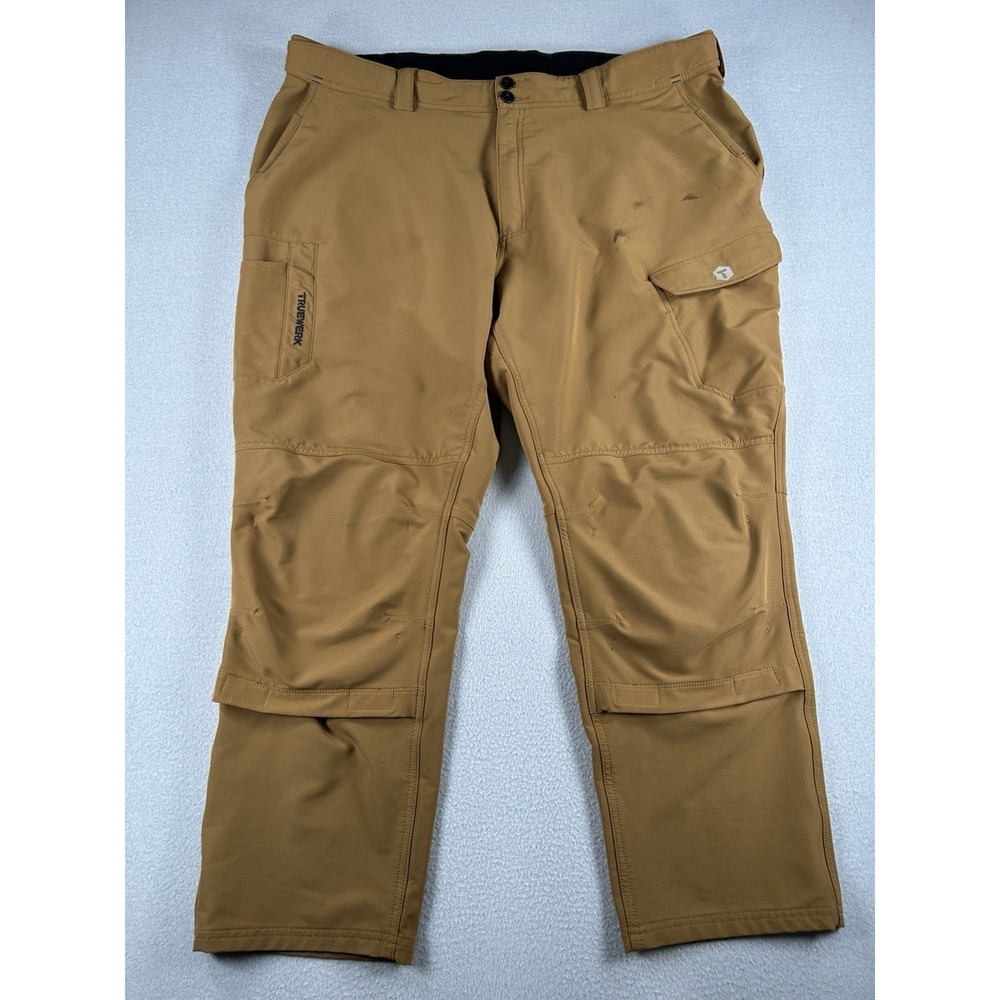 TRUEWERK XP WerkPant Men's 44x29 Knee Pad Work Pants Tan Beige READ